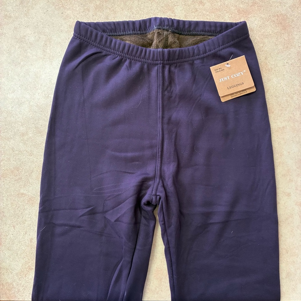 NWT Just Cozy Navy Faux Fur Lined Leggings - Picture 4 of 14
